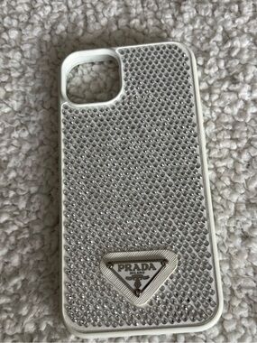 Prada Crystal-Embellished White Phone Case